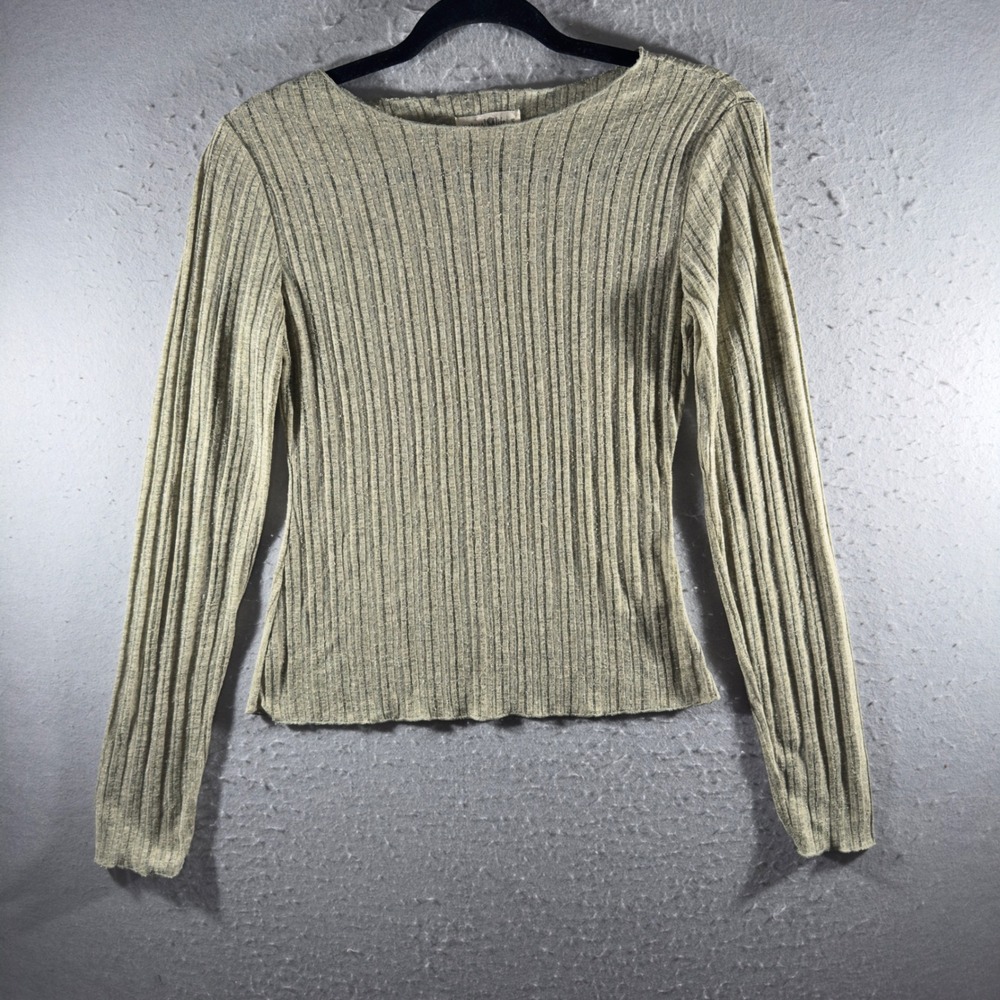 3235 | Natural Life Ribbed Knit Boat Neck Top Sage Green Boho Women S